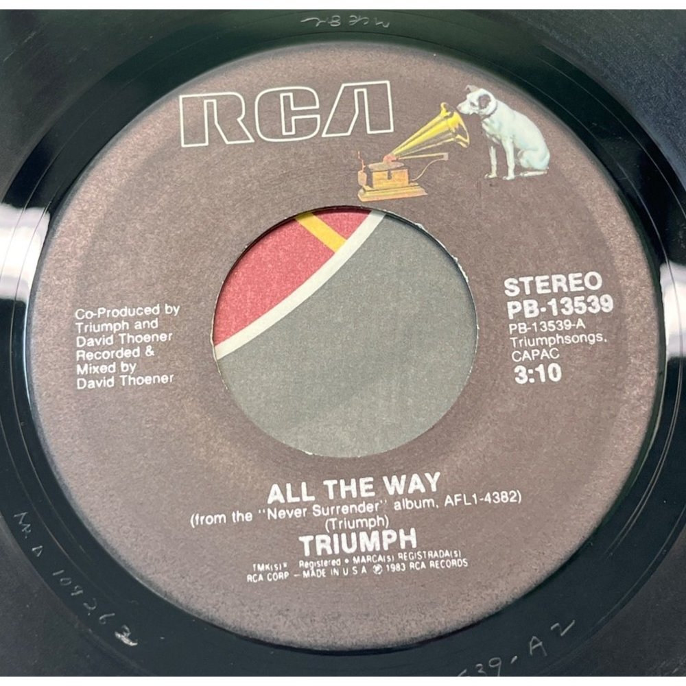 Triumph All the Way Battle Cry 45 RPM Vinyl Record Hard Rock Single